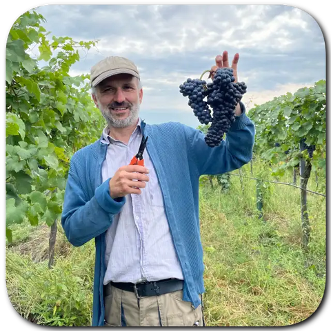 Matthias Hager with grapes