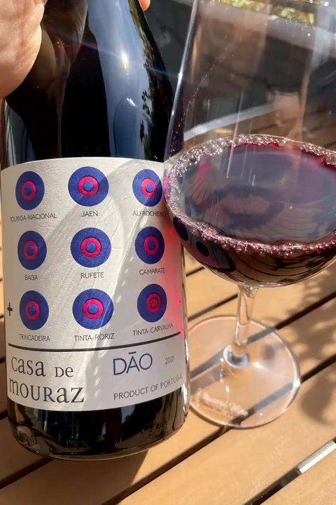 Casa de Mouraz Dao Tinto 2021 bottle and glass - Natural Wine Dealers