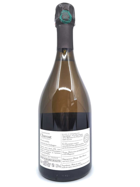 Champagne chavost Blanc d'Assemblage back label