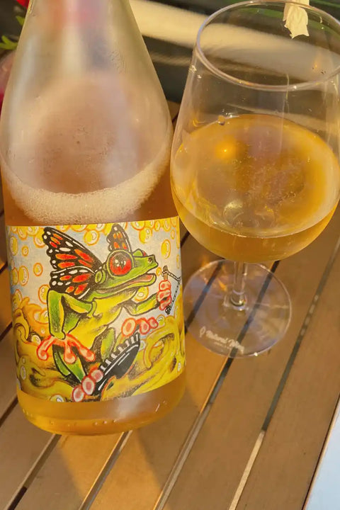 Domaine Muller Koeberle Bubble Rainette bottle and glass - Natural Wine Dealers