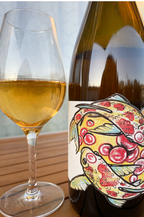 Bottle and glass of Muller Koeberle Enterloup 2020 Cremant - Natural Wine Dealers