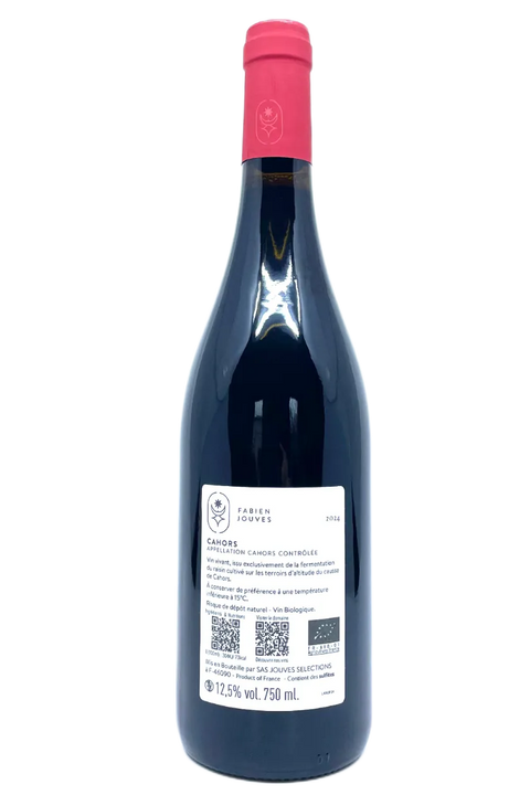 Back label of Fabien Jouve Jour Fruit Malbec 2024 - Natural Wine Dealers