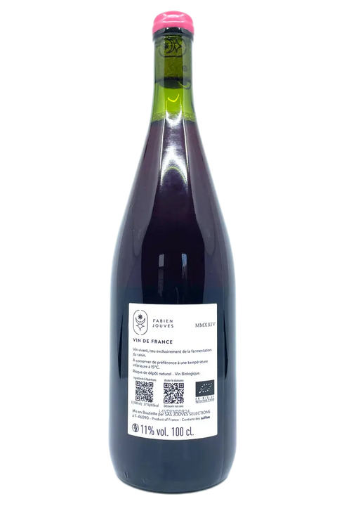 Back label of the bottle of NDD Rouge from Fabien Jouves - Natural Wine Dealers