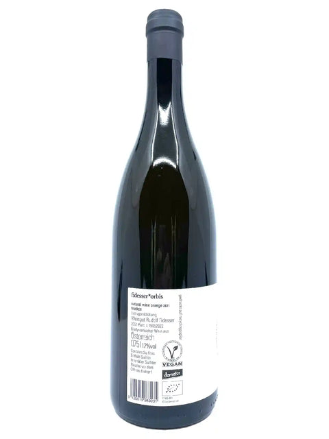Back label of Fidesser Orbis Orange 2021 - Natural Wine Dealers