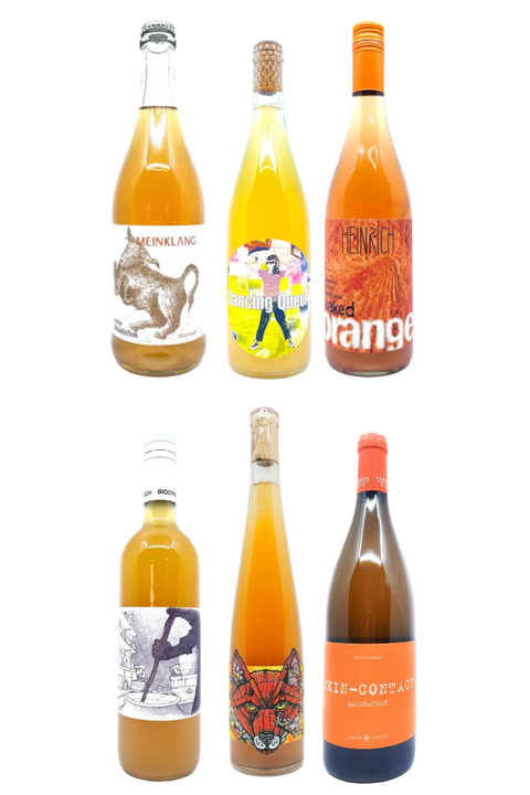 Glou Glou Orange Wine Set Package- 6 colorful wine bottles