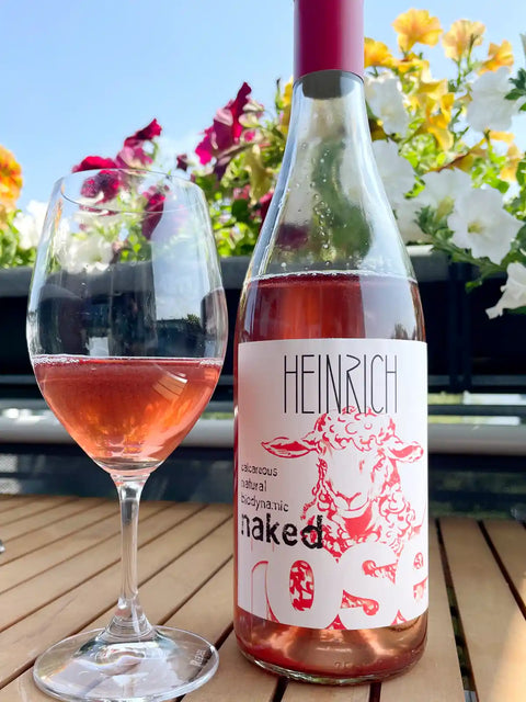 Heinrich Naked Rosé 2024 bottle and glass - Natural Wine Dealers