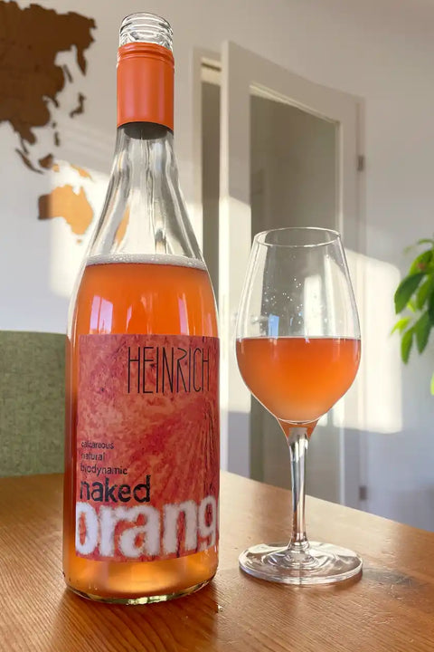 Heinrich Naked Orange 2023 bottle and glass - Natural Wine Dealers