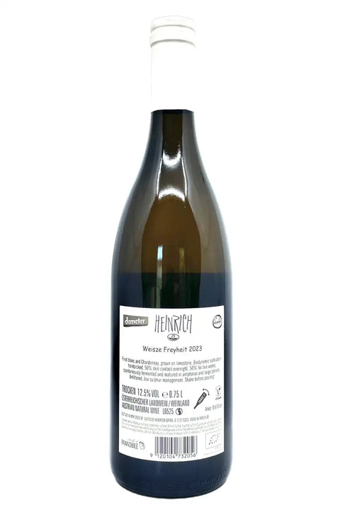 Heinrich Weisze Freyheit 2023 back label - Natural Wine Dealers