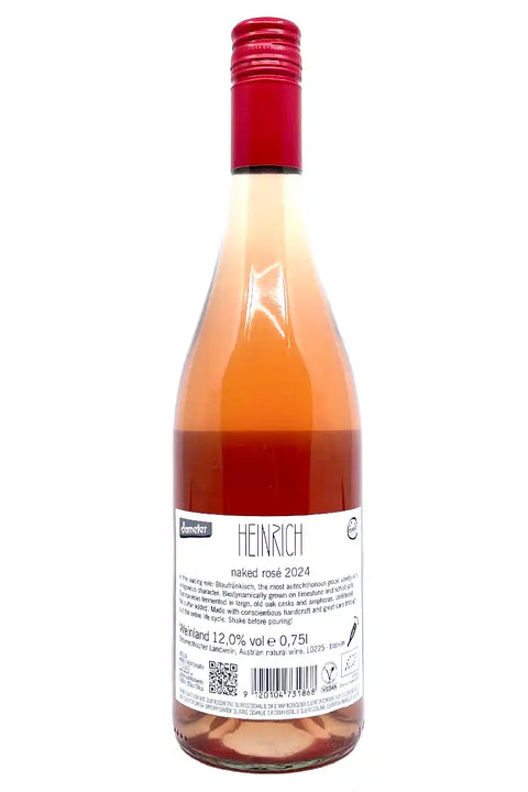 Heinrich Naked Rosé 2024 back label - Natural Wine Dealers
