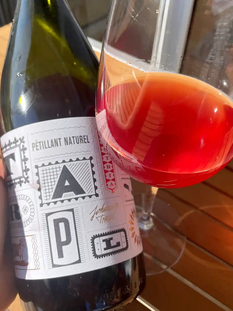 Johannes Trapl Rosé pet nat 2021 bottle and glass