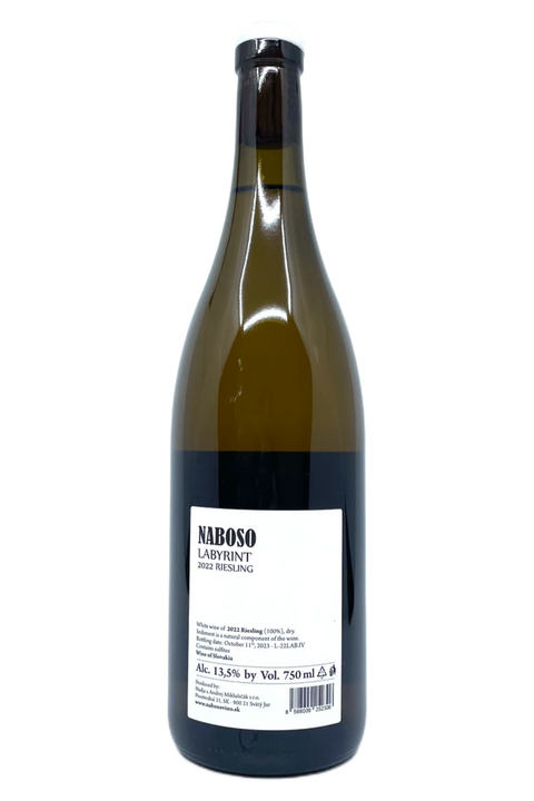 Back label of the bottle of Naboso Labyrinth Riesling 2022 - Natural Wine Dealers