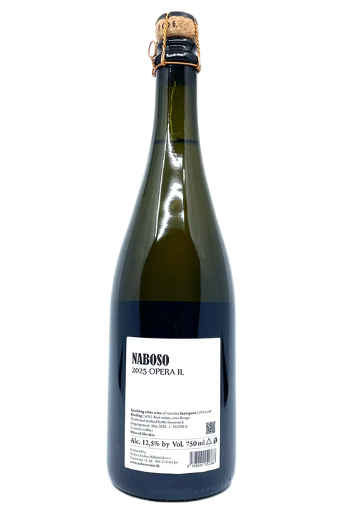 Back label of the bottle of Naboso Opera II 2025 bottle - Natural Wine Dealers