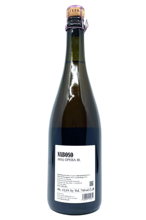 Back label of the bottle of Naboso Opera III 2025 bottle - Natural Wine Dealers