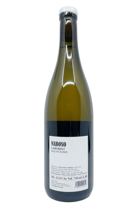 Back label of the bottle of Naboso Labyrinth Gruener Veltliner 2023 - Natural Wine Dealers