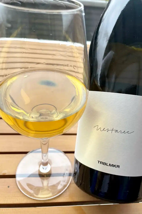 Nestarec TRBLMKR 2021 bottle and glass- Natural Wine Dealers
