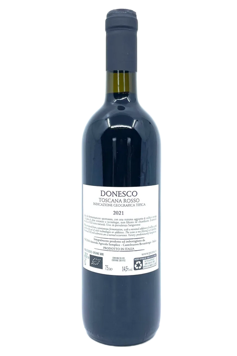 Back label of Pacina Donesco 2021 - Natural Wine Dealers