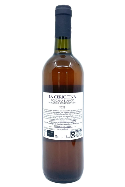Back label of Pacina La Cerretina 2023 - Natural Wine Dealers