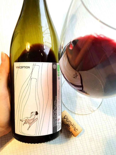 Domaine des Mathouans Vinception 2020 bottle with glass