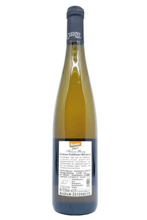 Wimmer Czerny Grüner Veltliner Reserve Felser Berg 2017 back label - Natural Wine Dealers