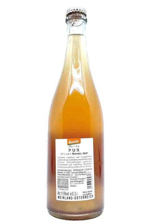 Wimmer Czerny Pet Nat PUR 2021 back label - Natural Wine Dealers