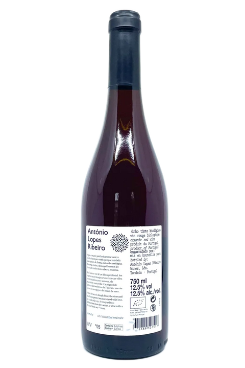 Back label of bottle of Casa de Mouraz Antonio Lopes Ribeiro Vinho Tinto 2023 - Natural Wine Dealers