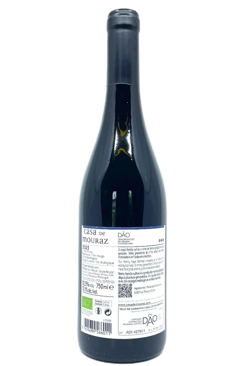 Back label of the bottle of Casa de Mouraz Dao Tinto 2023 - Natural Wine Dealers
