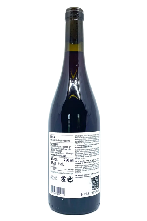 Back label of bottle of Casa de Mouraz - Nina 2023 - Natural Wine Dealers