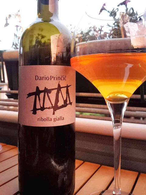 Dario Princic Ribolla Gialla 2018 bottle and glass