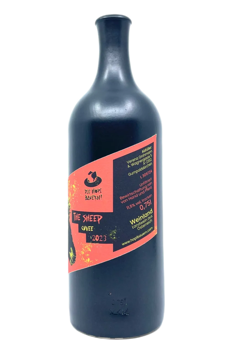 Back label of the ceramic bottle of Die Hopi Bauern The Sheep 2023 - Natural Wine Dealers