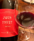 Bottle and glass of Fabien Jouve Jour Fruit Malbec 2024 - Natural Wine Dealers