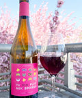 Bottle abd glass of Fabien Jouves Tu Vin Plus aux Soiree 2025 - Natural Wine Dealers