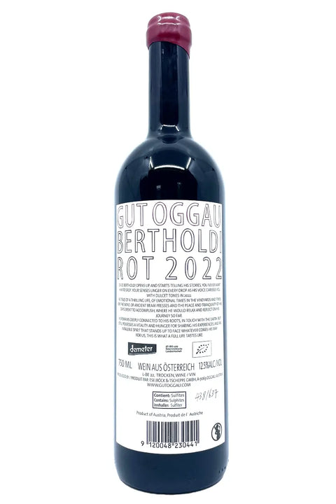 Gut Oggau Bertholdi 2022 back label - Natural Wine Dealers