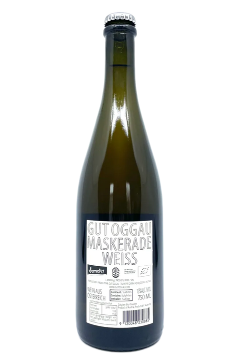 Back label of Gut Oggau Maskerade Weiss nv - Natural Wine Dealers