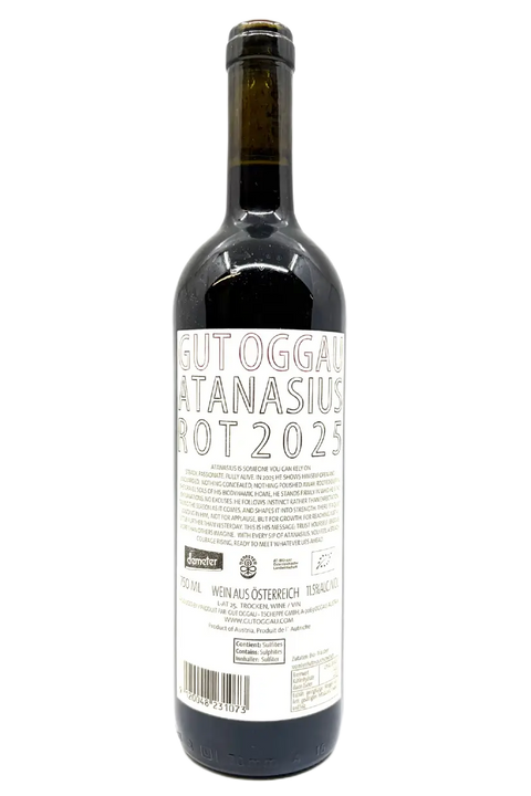 Back label of the bottle of Gut Oggau Atanasius 2025 - Natural Wine Dealers