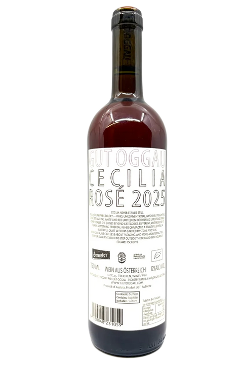 Back label of the bottle of Gut Oggau Cecilia 2025 - Natural Wine Dealers