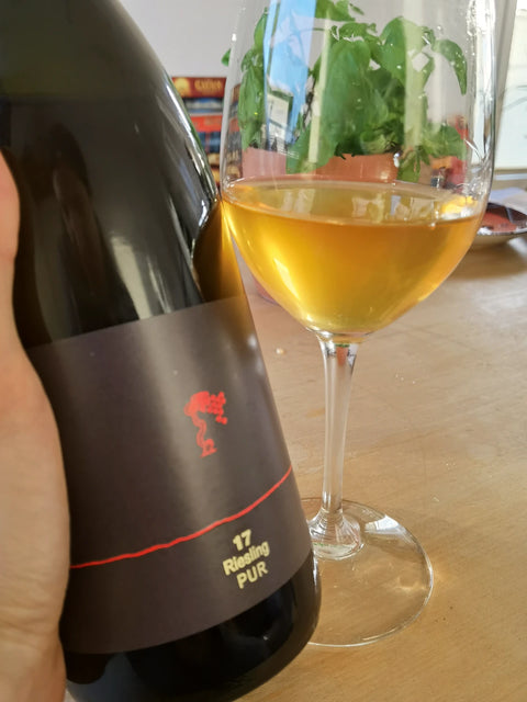 Hager Matthias Riesling Pur 2017 with glass