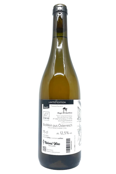 Back label of the bottle of Hager Matthias Treasure Orange - Natural Wine Dealers