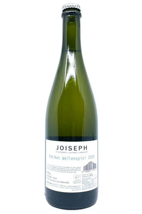 Back label of the bottle of Joiseph Pet Nat Wellenspiel - Natural Wine Dealers