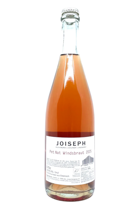 Back label of the bottle of Joiseph Pet Nat Windsbraut 2025 - Natural Wine Dealers