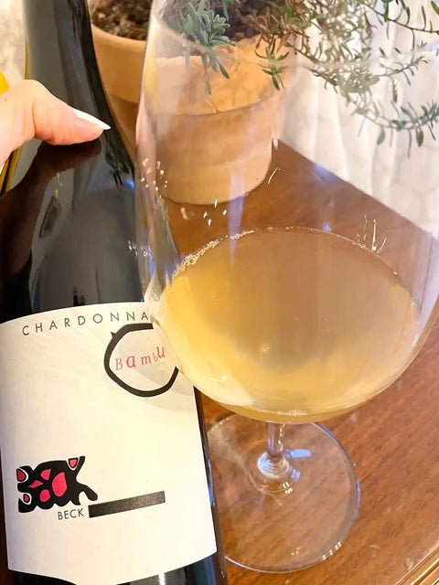Judith Beck Chardonnay Bambule 2021 bottle and glass