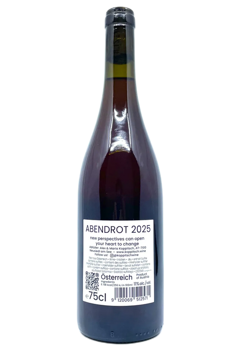 Back label of the bottle of Koppitsch Abendrot 2025 - Natural Wine Dealers 