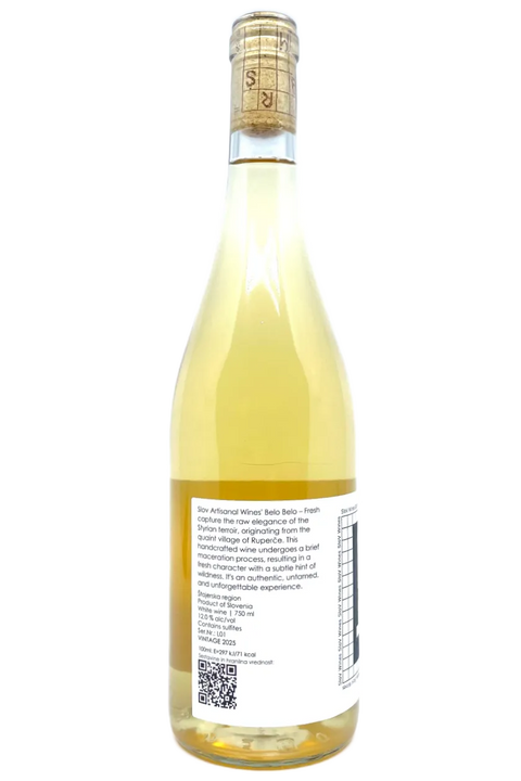 Back label of the bottle of Matic Wines Belo 2025 - Natural Wine Dealers