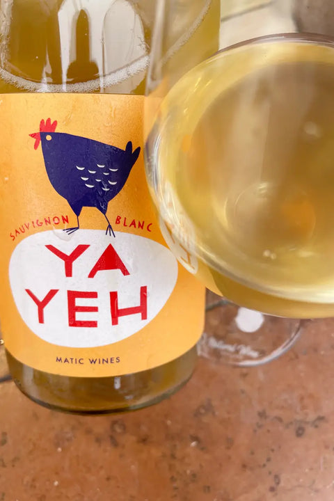 Bottle and glass of Matic Ya Yeh Sauvignon Blanc - Natural Wine Dealers
