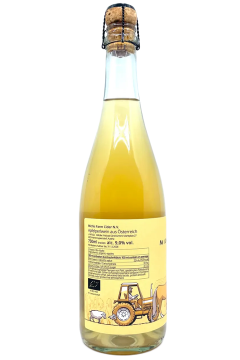 Back label of the bottle of Michael Gindl Michis Farm Cider - Natural Wine Dealers