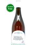 Bottle of Herbal Harmony non-alcoholic beverage with a white label on a white background - Natural Wine Dealers
