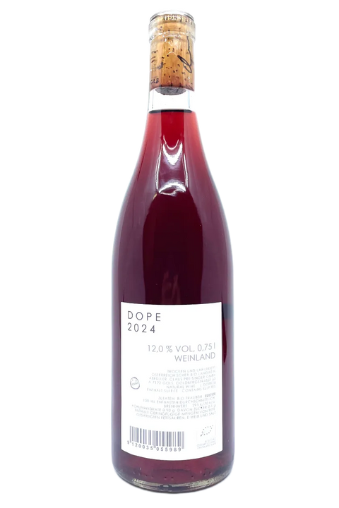 Back label of the bottle of Claus Preisinger Dope 2024 - Natural Wine Dealers