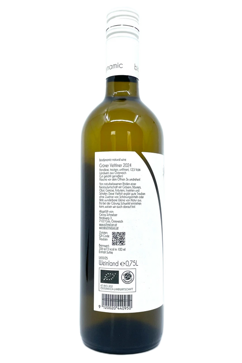Back label of a wine bottle of Georg Schmelzer Grüner Veltliner 2024 - Natural Wine Dealers