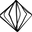 A black geometric line art design of a diamond or rhombus shape with layered, sketch-like outlines on a plain white background.
